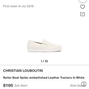 Christian Louboutin Roller Boat Spike-embellished Leather Trainers In White